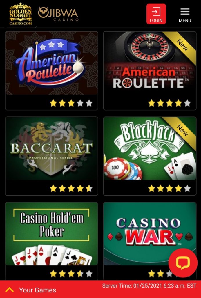 Golden Nugget Casino MI Mobile