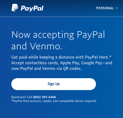PayPal casinos signup step 1