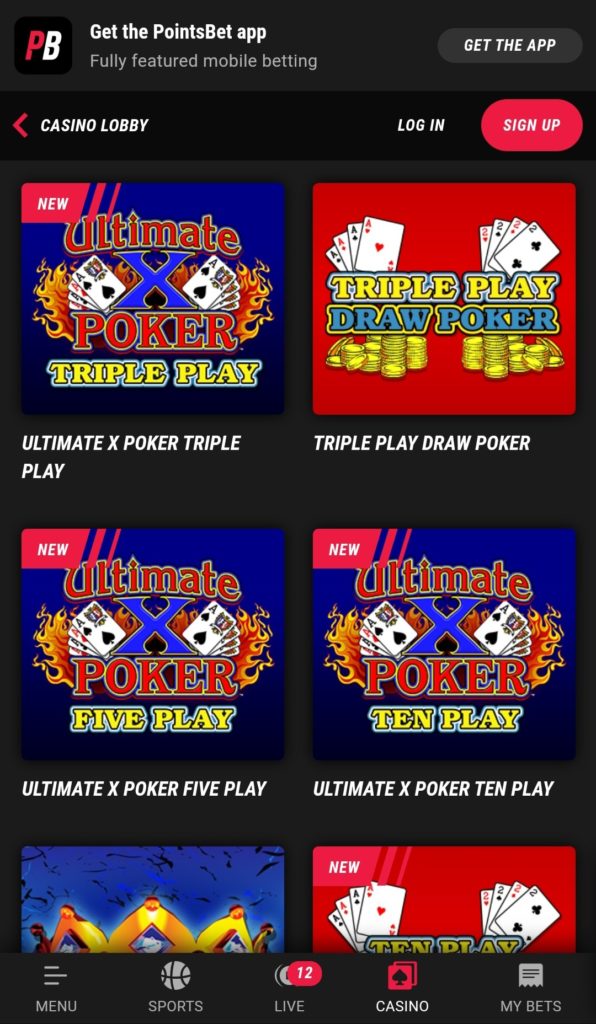 Pointsbet Casino Video Poker
