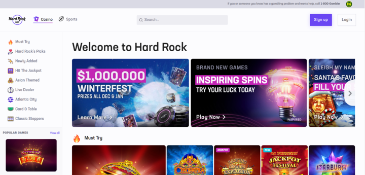 Hard Rock Bet Casino Homepage