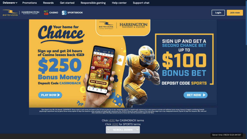 Harrington Gaming Online Casino Homepage