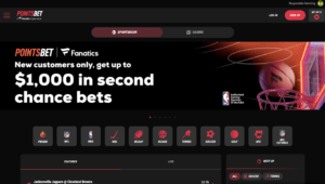 PointsBet/Fanatics Sportsbook homepage