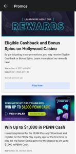 Hollywood Casino App Promos