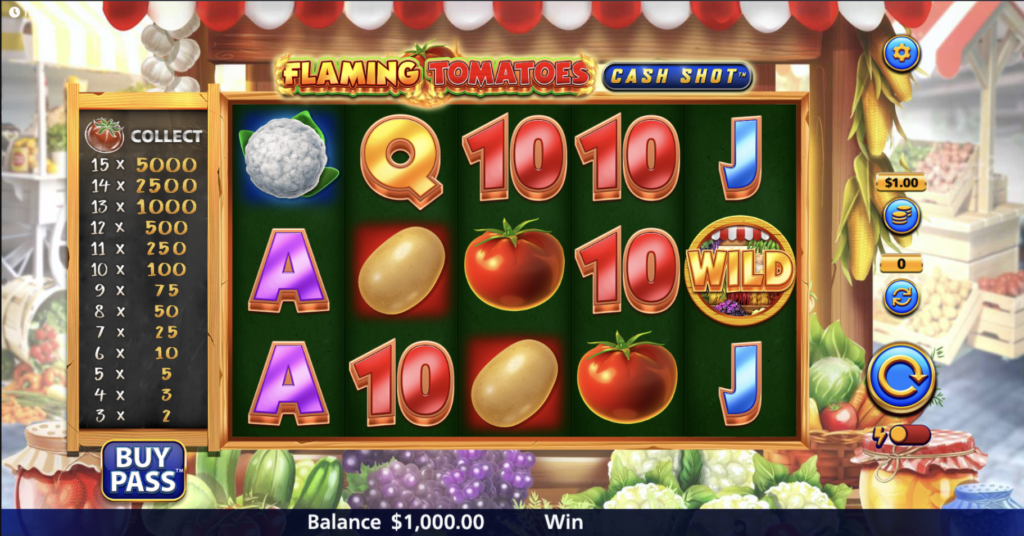 flaming tomatoes cash shot slot screenshot
