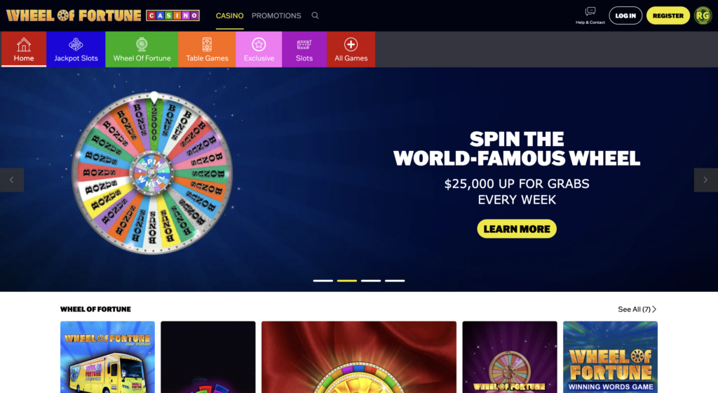 Wheel of Fortune Casino Homepage