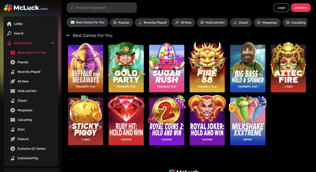 McLuck Sweepstakes Casino Slots
