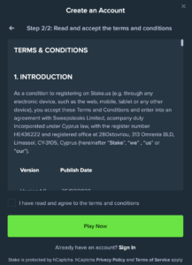 Stake.us Terms and conditions
