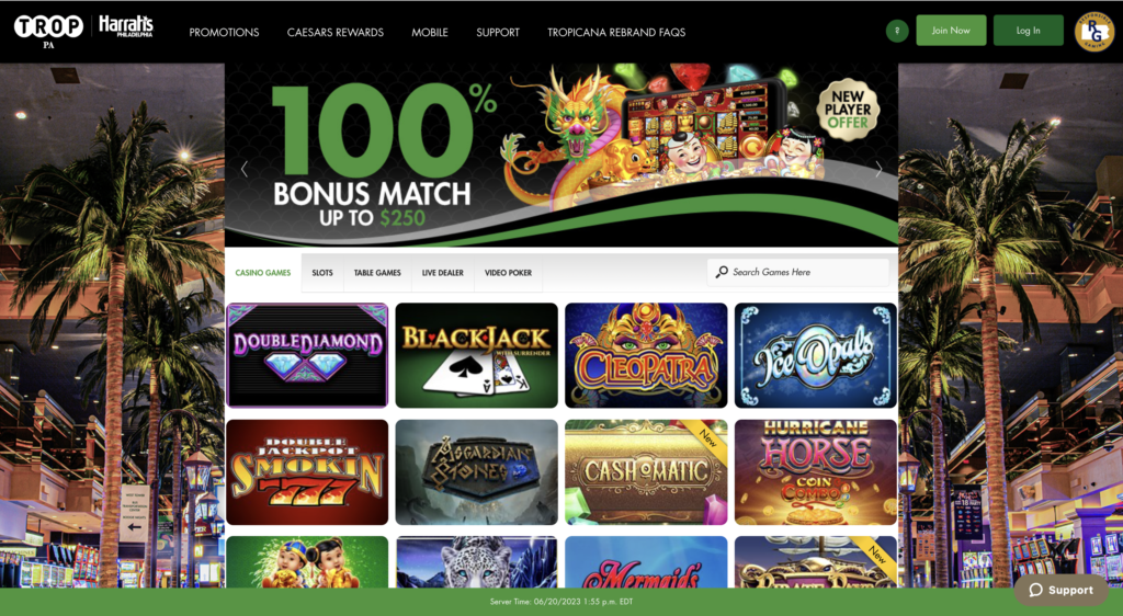 Tropicana Casino PA Homepage