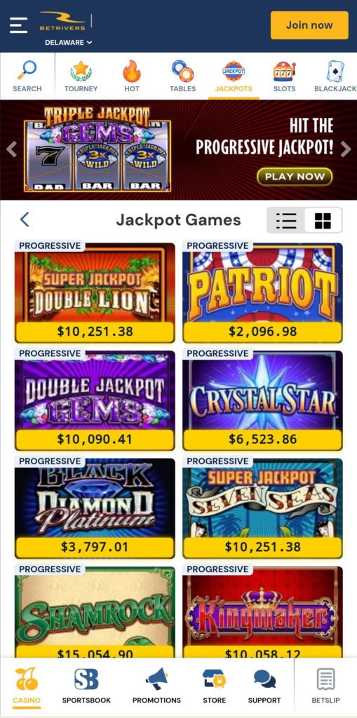 Delaware Park Casino Jackpot Games
